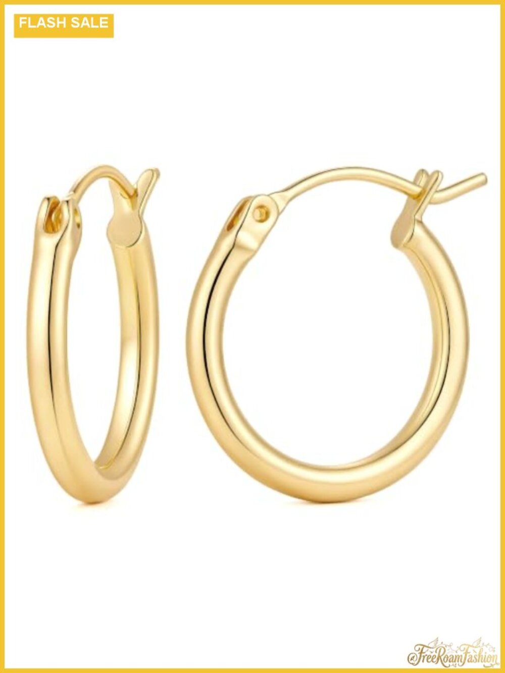 14K Gold Plated Small Hoop Earrings for Women Hypoallergenic Click-Top